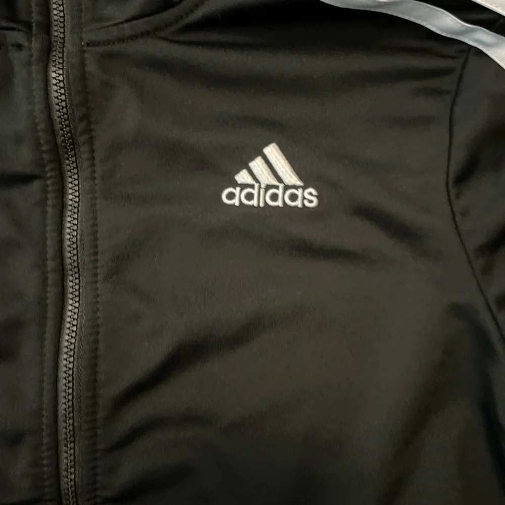 Adidas Black Track Jacket with White Stripes size M 10/12